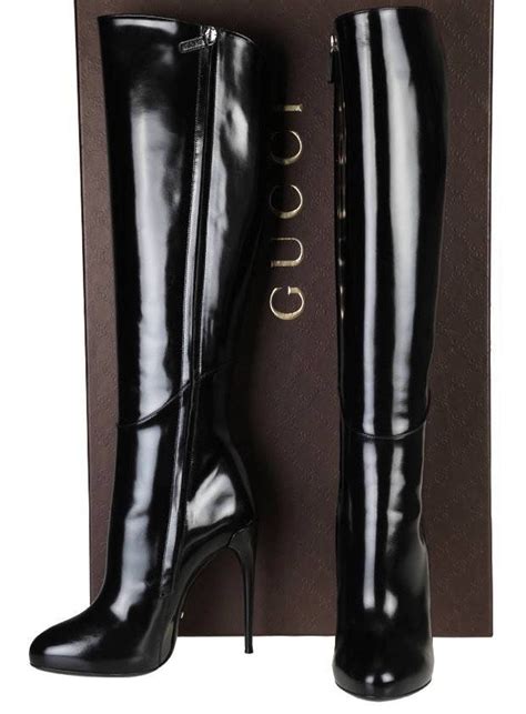 black gucci boots with diamonds|gucci print thigh high boots.